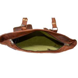 Sac fourre-tout en cuir de 16 pouces pour femmes, fourre-tout, sac de voyage avec deux poches à boucle, sacs à bandoulière en cuir marron pour femmes, fabriqués à la main - Product Image 4