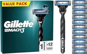 Maquinilla de afeitar Gillette Mach3 para hombre + 12 recambios de cuchillas de afeitar, 3 cuchillas para un afeitado suave, se adapta a todos los mangos Mach3 - Product Image 2