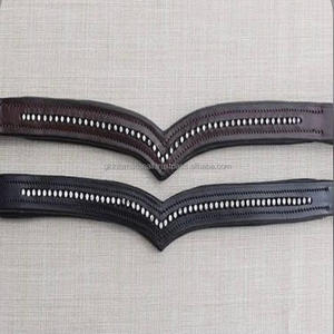 Banda para la frente de cuero genuino de alta calidad para caballo en forma de V recta y canal vacío cadena de cristal banda para la frente - Product Image 4