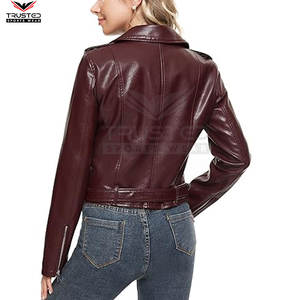 Chaqueta de Cuero Genuino de Piel de Oveja para Mujer, Elegante y de Alta Calidad, Corte Ajustado, Impermeable, Ecológica, Teñida en Color Liso, para Invierno - Product Image 5