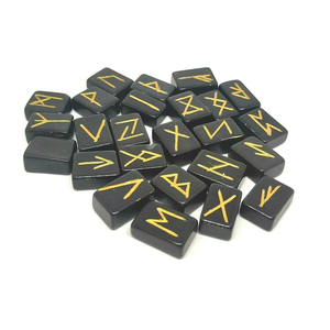 Tourmaline noire dégringolée cristal Rune ensemble pierre d'énergie Wicca naturelle pour la Divination et l'Intuition méditation Protection viking - Product Image 1