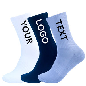 2024 Summer Collection Wholesale 100% Cotton Crew Chaussettes en noir et blanc Livraison rapide avec logo personnalisé sur le bas - Product Image 6