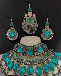 Ensemble afghan en acier inoxydable attrayant pour femmes, strass en cristal, fait à la main, tendance, ethnique, classique, artistique, mariages, fêtes - Product Image 1