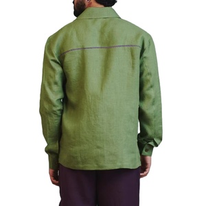 Camisa Casual de Verano para Hombre, Transpirable, de Algodón y Lino, con Bordado Floral, Manga Larga, Cuello Clásico, Estilo Urbano - Product Image 2