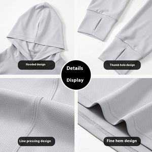 เสื้อฮู้ดแขนยาวแบบมีรูสอดนิ้วโป้งสำหรับผู้ชาย ผลิตตามสั่ง (OEM) แห้งเร็ว ระบายอากาศได้ดี เหมาะสำหรับออกกำลังกาย วิ่ง และกีฬากลางแจ้ง สำหรับการฝึกฟิตเนส - Product Image 4