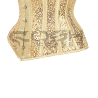 Corset sous le buste à paillettes dorées respirantes personnalisées, Bustier à armatures scintillantes à haute compression, Corset à paillettes brillantes