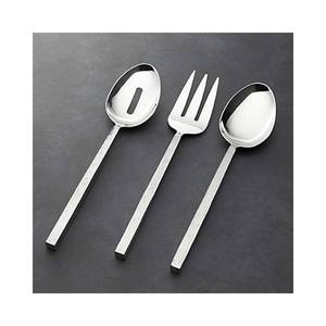 ชุดช้อนส้อมสำหรับสลัดส้อมขัดกระจกสีทองชุดเครื่องใช้บนโต๊ะอาหารด้ามจับยาวเป็นวง - Product Image 2