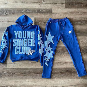 Custom Puff Printing logo 2 Piece <b>Hoodie</b> and Sweatpants Set <b>Men</b> Hoodies Cotton Set OEM Available Tracksuit - Product Image 1