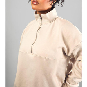 Sweat-shirt à capuche pour femme, respirant, en tricot, demi-zip, chemise décontractée d'hiver, pull avec logo sur le devant - Product Image 6