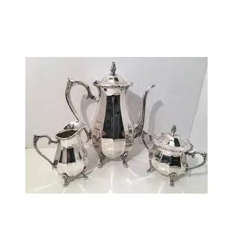 Conjunto de chá com design clássico, conjunto de chá de aço inoxidável com pontas brilhantes para uso no hotel