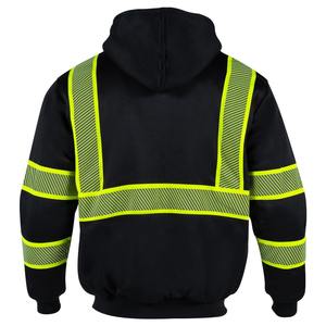 Sweat-shirt de sécurité unisexe noir haute visibilité, pour travaux routiers par temps froid, polaire chaud ignifuge, pour travailleurs, avec détection d'aiguilles - Product Image 3