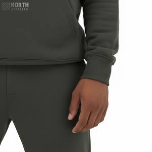 Survêtement d'hiver pour homme à capuche et taille élastique, 100% coton, confortable, 500 g/m², avec patchs brodés effet vieilli et délavé au soleil - Product Image 3