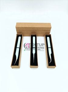 Pince à épiler professionnelle de haute qualité, durable, en acier inoxydable, à pointe droite et incurvée, avec revêtement en poudre Seaglass, pour extensions de cils - Product Image 2