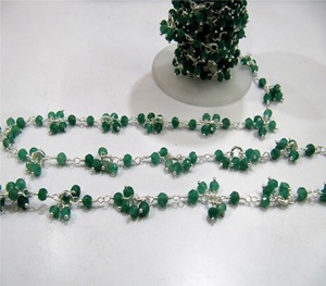 Esmeralda teñida Rondelle facetado 3-4mm cuentas de piedras preciosas cadenas de joyería con cuentas de flores con piedras colgantes - Product Image 5