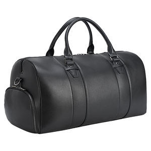 Black <b>Mens</b> <b>Overnight</b> Soft Leather Business Duffel Weekender <b>Bag</b> Genuine Leather Travel <b>Bags</b> - Product Image 1