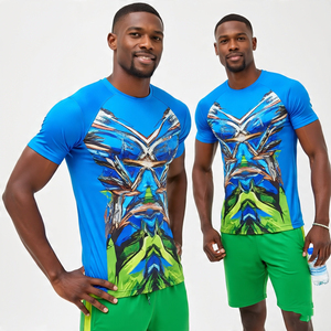 Ensembles de shorts de fitness jogging d'été de haute qualité pour hommes hauts de loisirs en deux pièces imprimés personnalisés et shorts à motifs solides coupe ample - Product Image 2