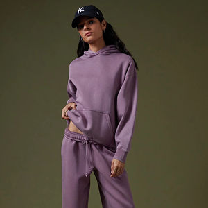 Ensemble de survêtement en molleton chaud à capuche surdimensionné pour femmes, tenue décontractée active de style streetwear - Product Image 1