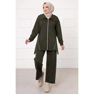 <b>Khaki</b> Double Thread Piping Sports 2-Piece Set above Knee Shorts and <b>Top</b> <b>for</b> Club Wear <b>for</b> Summer and Winter Season - Product Image 4