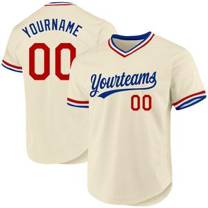 Meilleures ventes Vêtements d'équipe personnalisés Maillot de baseball rétro authentique rouge blanc royal personnalisé - Product Image 1