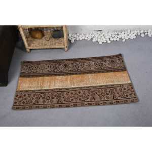 Tapis en Laine Patchwork Orange Marron Vintage 210X390cm Tapis en Peluche Fait Main Rectangle Couloir Design Latex Support Polyester - Product Image 3