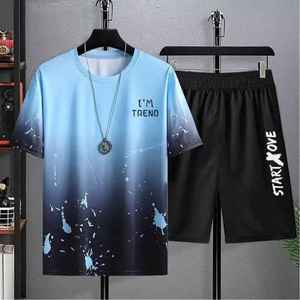 Conjunto de Camiseta de Manga Corta y Pantalones para Hombre, Estilo Casual, Transpirable, Antiarrugas, de Algodón y Poliéster, con Estampado - Product Image 5