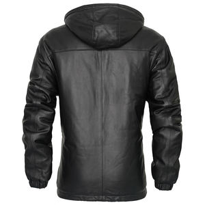 Personnalisé 100% peau de mouton peau de vache pour hommes formel moto veste en cuir de haute qualité vêtements chauds d'hiver avec Logo avant Position - Product Image 4
