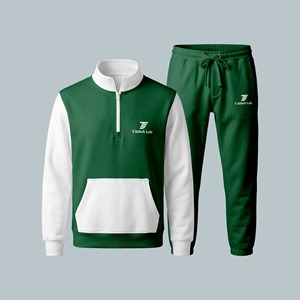 Conjunto Deportivo para Hombre 100% Algodón, Nuevo, Servicio OEM, Cierre de Cremallera de un Cuarto, Pantalones con Cordón, Colores Sólidos, Mangas Largas, Bolsillo Frontal - Product Image 1