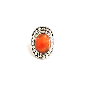 Fashionable Gold Plated Carnelian <b>Ring</b> (8.9 Grams) <b>Titanium</b> Gemstone <b>Rings</b> Geometric Shape Bezel Setting Trendy Stylish Gift 6mm - Product Image 1