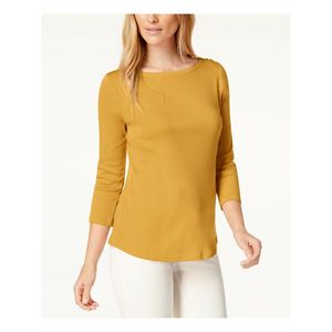 Camicia da Donna Charter Club XL Petite in Cotone Pima Giallo con Bottoni sulle Spalle, Fantasia Scozzese, Vestibilità Ampia, in Lino Popeline e Seta - Product Image 1