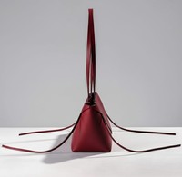 Sac fourre-tout structuré pour femme en cuir véritable rouge foncé, style vintage, avec deux poignées, fermeture éclair, motif bonbon, résistant à l'eau, pour usage quotidien