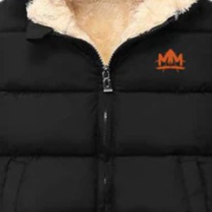 Veste matelassée à capuche noire pour enfants, veste d'hiver chaude en coton rembourrée avec doublure douce, fermeture éclair, vente en gros OEM - Product Image 3