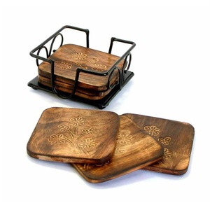 Sous-verres et tasses à café en bois faits à la main personnalisables pour hôtels, restaurants, fêtes à la maison - Product Image 5