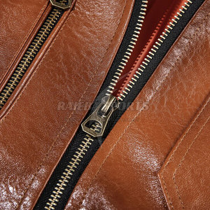 2025 haute qualité en cuir véritable hommes veste col montant avant Logo personnalisé couleur Design coupe-vent respirant Style Vintage - Product Image 5