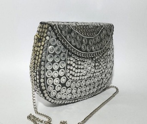 Trendy Vintage Bohemian <b>Silver</b> <b>Evening</b> Designer Clutch Handmade Luxury Indian Resin Brass Mosaic Metal <b>Bag</b> Lady Style Ready Ship - Product Image 3