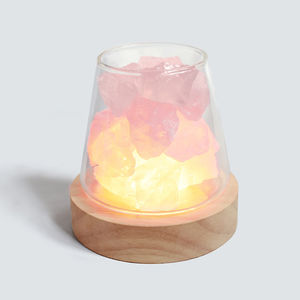 Lampe de sel de l'Himalaya 100% naturelle, forme de cristal rose de l'Himalaya, artisanat naturel, avec base en bois, grande lampe de sel de l'Himalaya - Product Image 2
