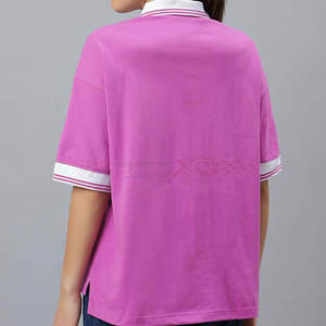 Camiseta Polo para mujer con silueta de gran tamaño y cuello acanalado para trajes de verano fresco Camiseta Polo informal de gran tamaño - Product Image 6