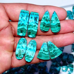 Chrysocolle naturelle & Malachite Cabochon Quartz lâche paire de pierres précieuses tout mélange forme pour la fabrication de bijoux - Product Image 2