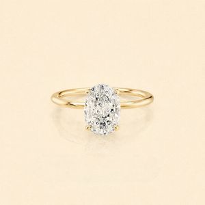 IGI Certified Oval Cut Lab Grown Diamond Engagement <b>Ring</b> 9K White / Rose & Yellow Gold Solitaire Diamond <b>Ring</b> for Women - Product Image 1