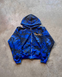 Hombres peso pesado alta calidad cómodo Streetwear 450 GSM personalizado desgastado bordado Sudadera con capucha cara completa Zip up Sudadera con capucha para hombres - Product Image 1