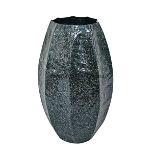 Vase en métal brillant noir de haute qualité de forme ronde avec un design contemporain élégant à col large pour la décoration de la maison et du bureau - Product Image 6