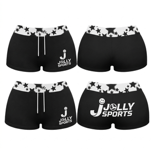 Women <b>Booty</b> Shorts 280 GSM Ribbed Nylon Spandex Black Blue Side Panel Contrast <b>Heat</b> Transfer Custom Logo <b>Booty</b> shorts for women - Product Image 5