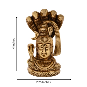 SHUBHAM Brass Lord Shiva Face Head con Sheshnaag Murti | Maha Shivratri Idol para Pooja God Sculpture, 4 pulgadas, 540 GM - Product Image 4