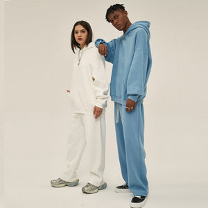 Personalizado de alta calidad de algodón chándal hombres sudaderas con capucha y pantalones de chándal conjunto de Sudadera con capucha unisex - Product Image 3