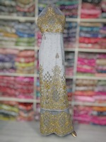 Tissu en maille 120 g/m² 100 % polyester Dobby à motifs floraux, antistatique, écologique, de luxe, esthétique royale, pour robes de mariée nigérianes et tenues pour filles