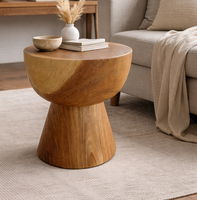 Table d'appoint moderne en bois massif de Suar (Monkey Pod) – Mobilier d'hôtel écologique et durable pour bar à domicile et appartement – Grain élégant