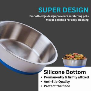 Cuenco extra grande de acero inoxidable para perros de 2600ml, impresiones de logotipo personalizables, diseño sólido, agarre antideslizante, alimentador duradero de comida y agua para mascotas - Product Image 5