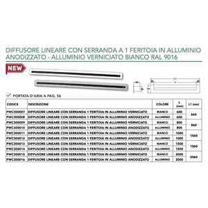 Difusor Lineal Tecnosystemi L.800 de 1 Ranura, Montado en Pared, con Amortiguador, en Aluminio Pintado de Blanco PWC300009 - Product Image 2