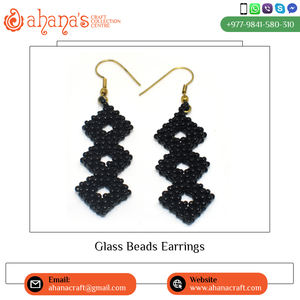 Pendientes de aro de cuentas de cristal elegantes clásicos de la mejor calidad, estilo religioso de primera calidad, venta al por mayor de regalos de moda de Nepal - Product Image 6