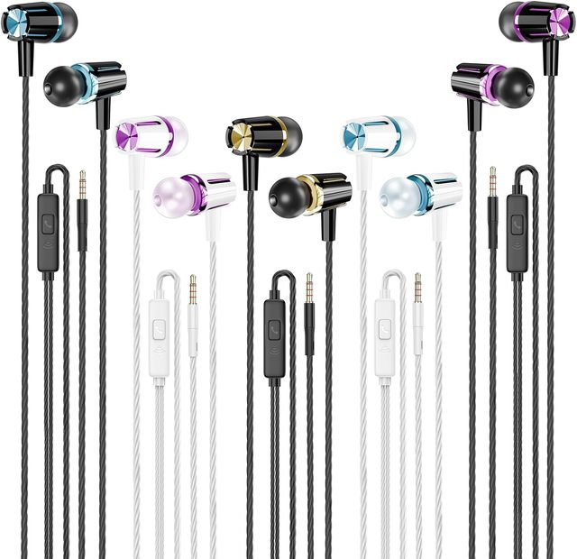 Rayleigh USB Type-C Headphones Microphone 3 Pack Wired Earbuds Dynamic Driver Noise Isolation Heavy Bass for IPad/Android Type-C