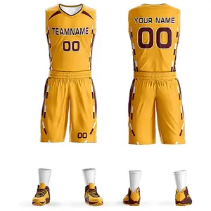 Polyester Custom Men Sublimation Reversible Basketball Uniforms and Basket Ball Jerseys Basketball Wear Custom Team Name Set
